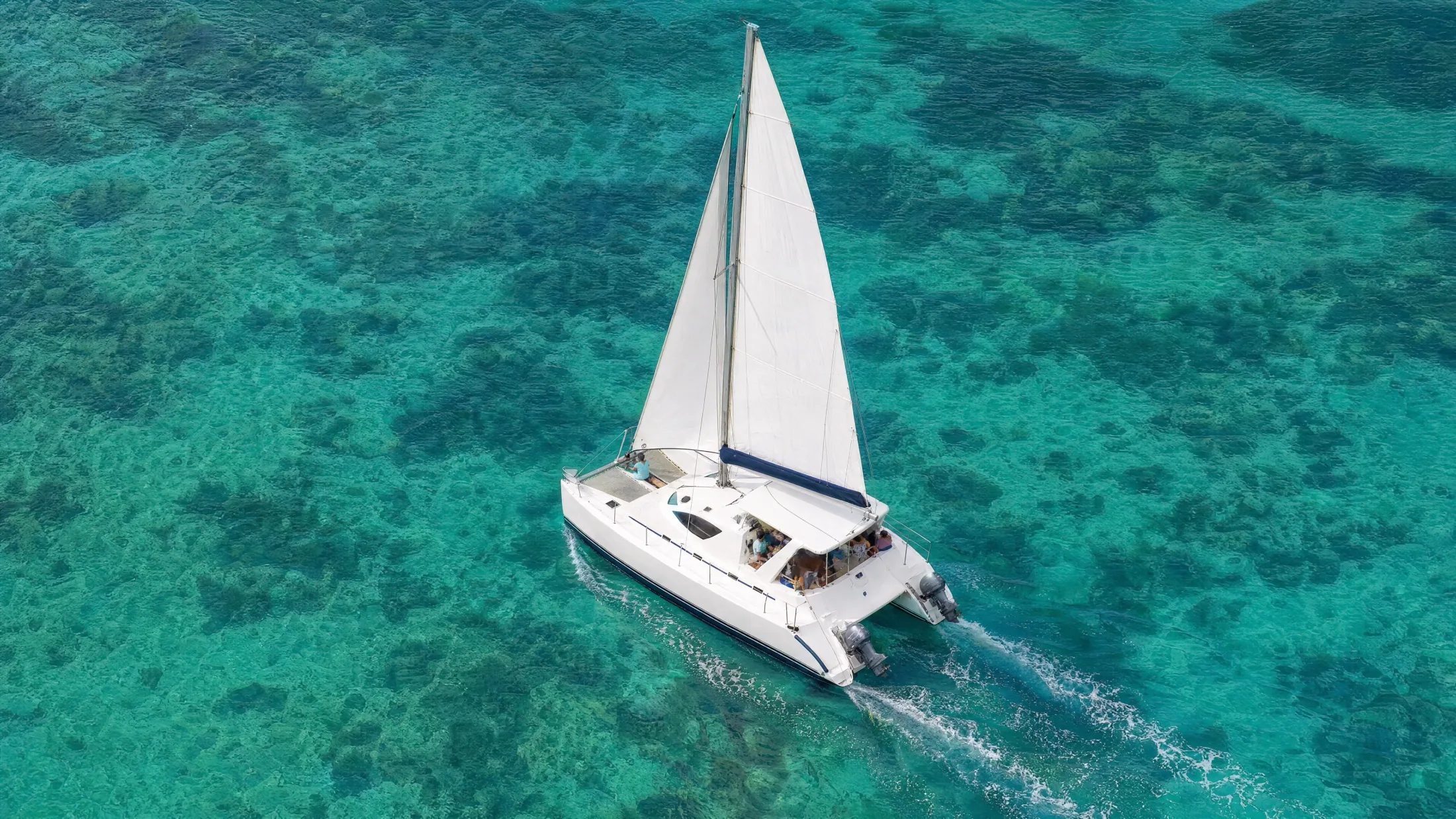 A catamaran seen from above